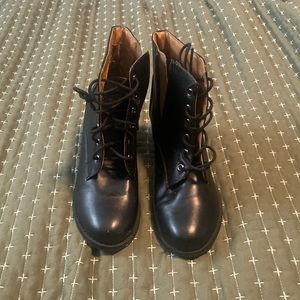 Black lace up booties